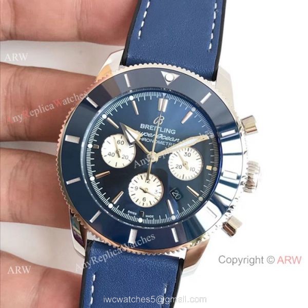 Copy Breitling Superocean Heritage II B01 Chronograph 7750 Watch SS Blue Dial 2