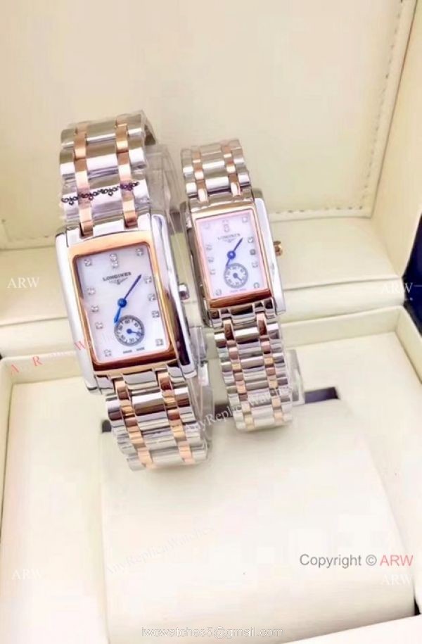 Replica Longines DolceVita Two Tone Rose Gold Watches 28mm 22mm 2