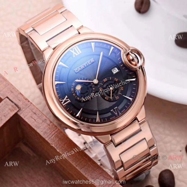 New Style Rose Gold Cartier Ballon Bleu De Moon Phase Automatic Watch 2