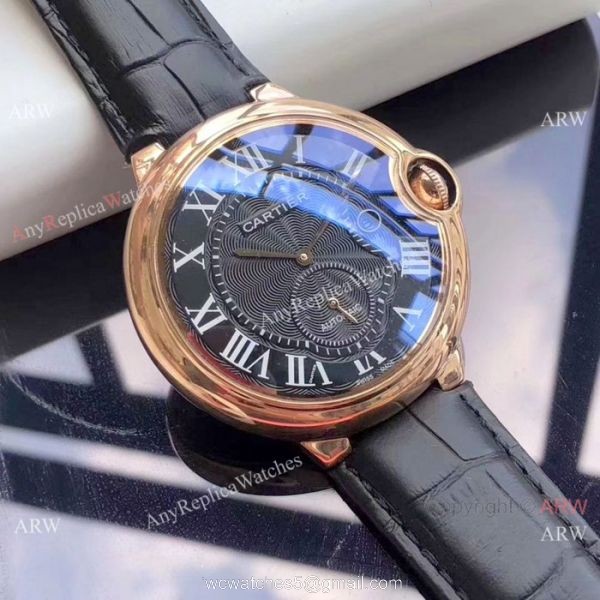 Low Price Cartier Ballon Bleu De Automatic Watches Rose Gold Black Dial 2