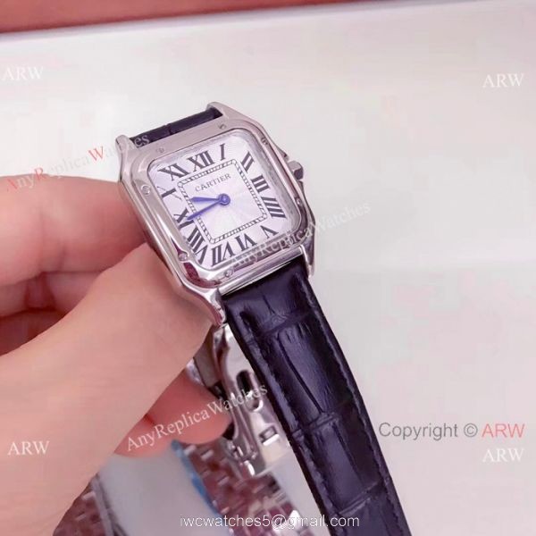 Cartier Panthere De Cartier Watch SS Black Leather Strap 2