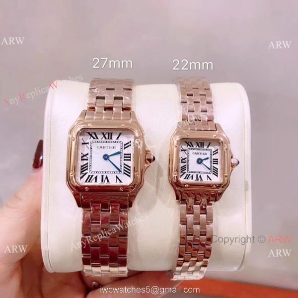 Panthere De Cartier Replica Watches Yellow Gold White Roman Dial 2
