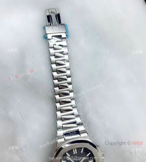 Fake Patek Philippe Nautilus Moon phase Watch SS Blue Face 2