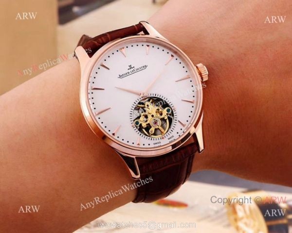High Quality Jaeger-LeCoultre Flying Tourbillon Watch Rose Gold White Dial 2