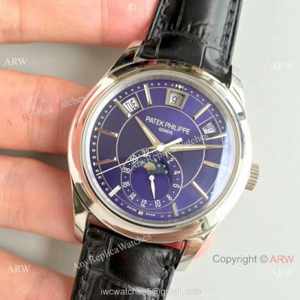 (KM)Replica Patek Philippe Complications Annual Calendar Swiss Watch SS Blue Dial 2