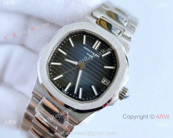Swiss Copy Patek Philippe Ladies Automatic Nautilus Watch Stainless Steel Blue Dial 2
