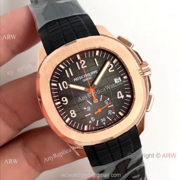 SWISS Copy Patek Philippe Aquanaut Chronograph 5968A Watch Rose Gold Black 2