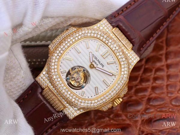 Swiss Copy Patek Philippe Nautilus Jumbo R8 Iced Out Full Diamond Watch 2
