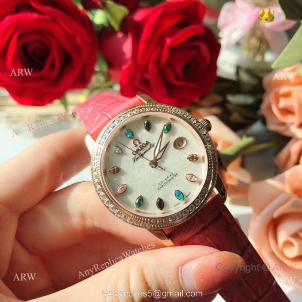 Omega ladymatic Diamond Watches New Replica Omega Watch White Face Rose Gold 2