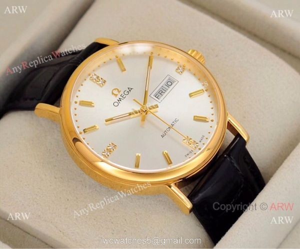 Fake Omega day date Automatic Watch 2-Tone Silver Dial 2