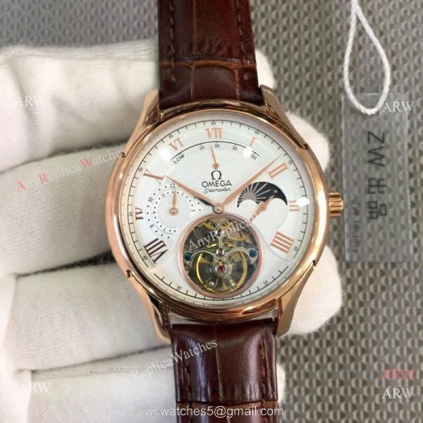 2019 Replica Omega seamaster Complications Watch Rose Gold White Dial 2