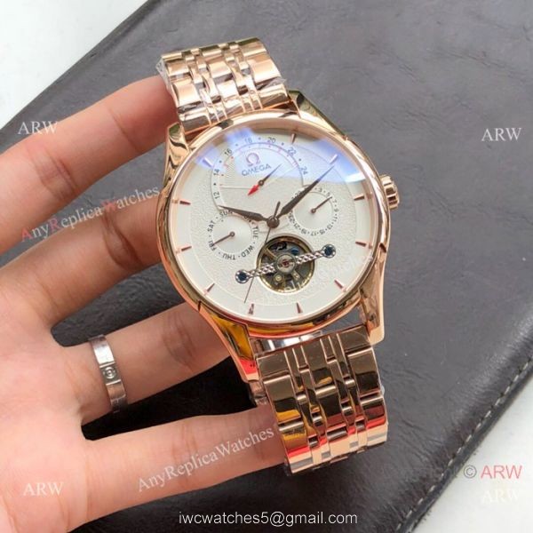 Best Quality Omega Tourbillon Rose Gold Watch Men Size 2