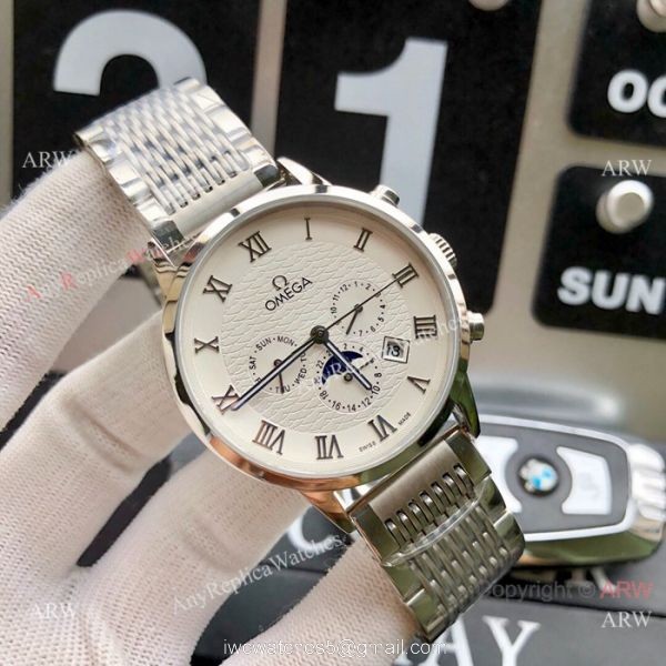 High Quality Omega Complications Moon phase Watch 2-Tone Case Black Face 2