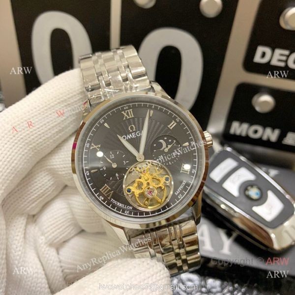 Replica Two Tone Rose Gold Omega Complications Moonphase Watch 42mm 2