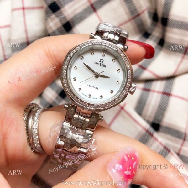 Replica Omega Women Watches Stainless Steel White MOP Dial 2