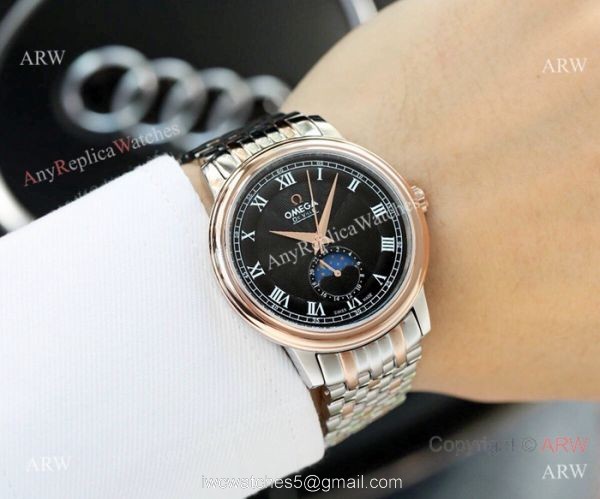 High Quality Omega De Ville Fake 2-Tone Rose Gold Moon Phase 2