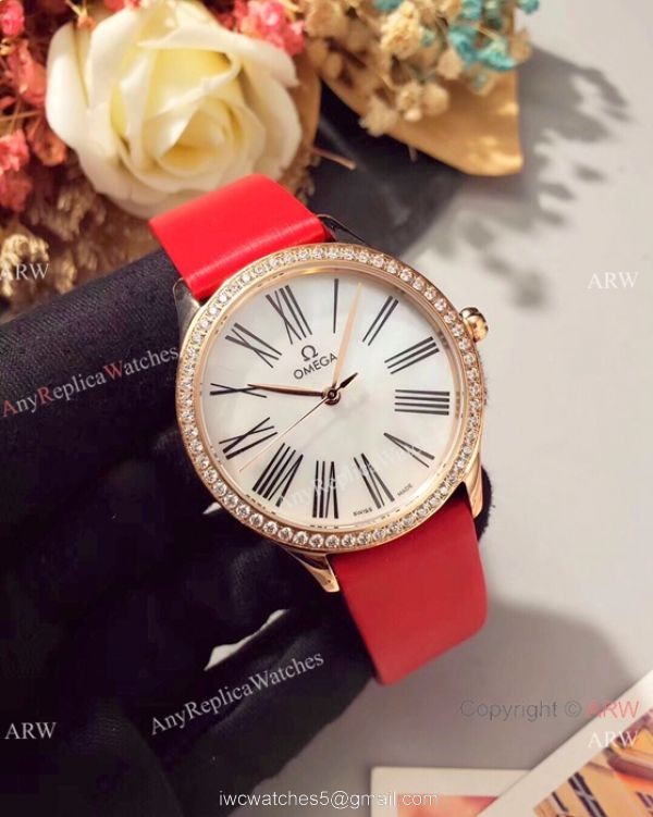 Omega De Ville Tresor Ladies Watches Blue MOP Dial Rose Gold 2