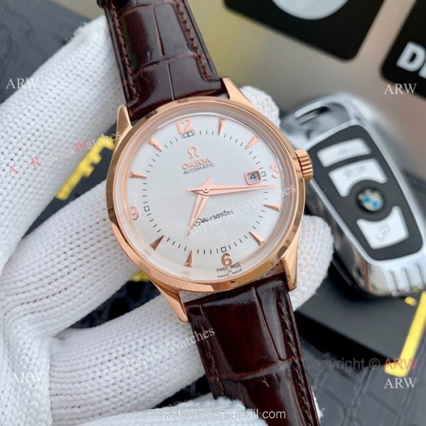 Omega Seamaster Replica Wristwatch SS Brown Leather Band 2