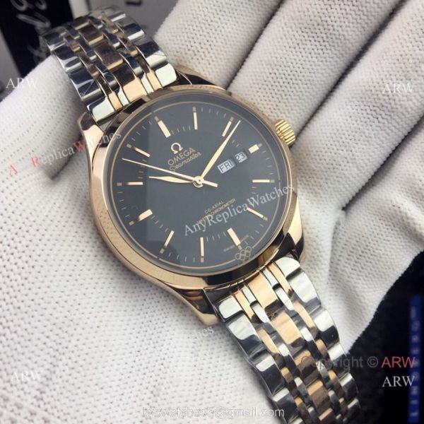 Omega Seamaster day date Watches Two Tone White Dial 2
