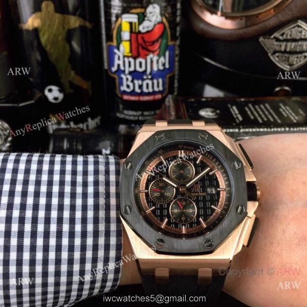Replica Audemars Piguet Royal Oak Offshore 44mm Watch Rose Gold White 2