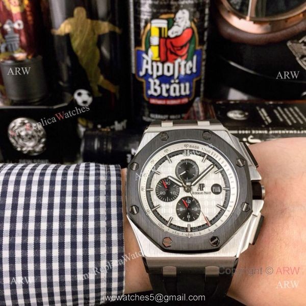 Fake Audemars Piguet Royal Oak Offshore Automatic watch SS White Dial 2