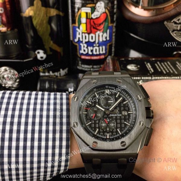 Best Audemars Piguet Royal Oak Offshore Replica Watches Black Case Rose Gold Marker 2