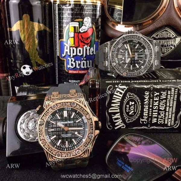 Replica Audemars Piguet Royal Oak Offshore Tattoo Watch SS Black Dial 2