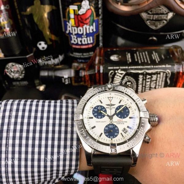 Best Replica Breitling COLT Chronograph Watch Blue Dial Blue Rubber Band 2