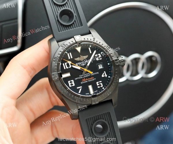 Clone Breitling Avenger II Seawolf Watch All Black w/ Yellow Hand 2