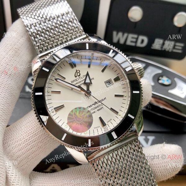 New replica Breitling Superocean Heritage Automatic Watches Blue Bezel White Dial 42mm 2