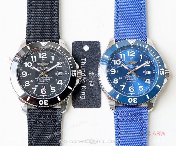 Swiss Copy Breitling Superocean II Sapphire Glass Watch Silver Case Blue Face 2