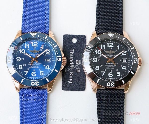 Swiss Replica Breitling Superocean II Black Dial Rose Gold Watch New 2019 2