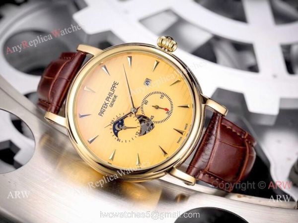 Patek Philippe geneve Calatrava Watch Gold Case Black Face 2