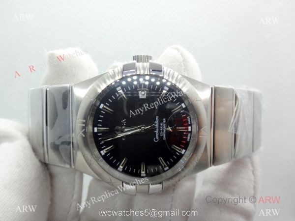 Omega Double Eagle Black Dial Stainless Steel Men Watch Replica 2