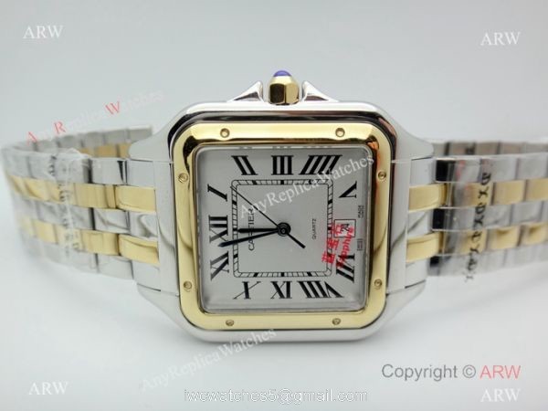 Panthere De Cartier Silver Dial Two Tone Men Watch 38mm 2