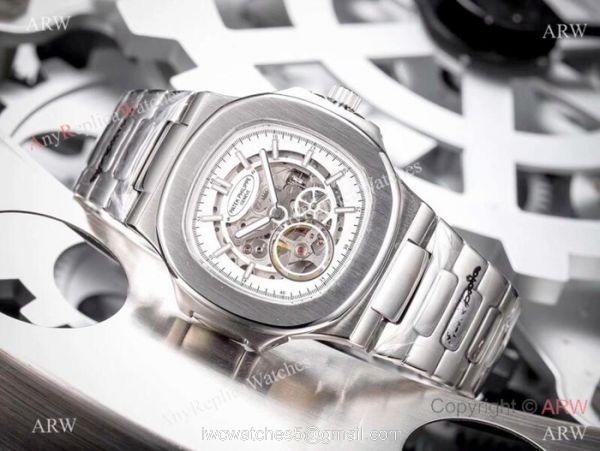New Patek Philippe Nautilus Ss Silver dial Watch Patek Philippe Skeleton Replica 2