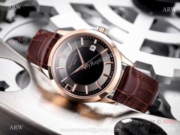 Fake Patek Philippe Calatrava 42mm Watch Rose Gold Bezel 2