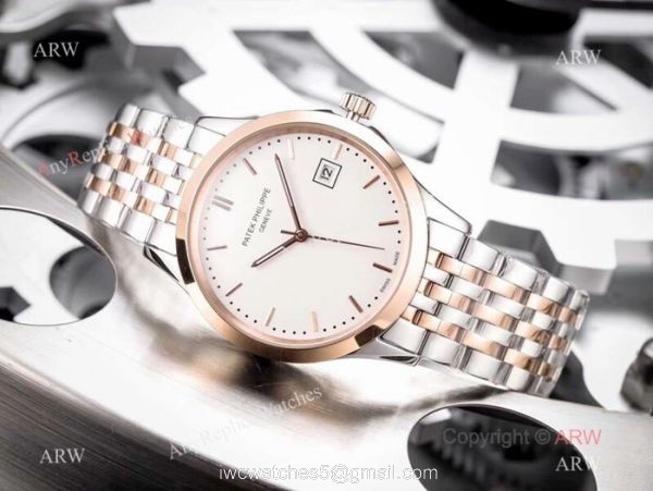 Fake Patek Philippe Calatrava White Dial Stainless Steel Watches 42mm 2