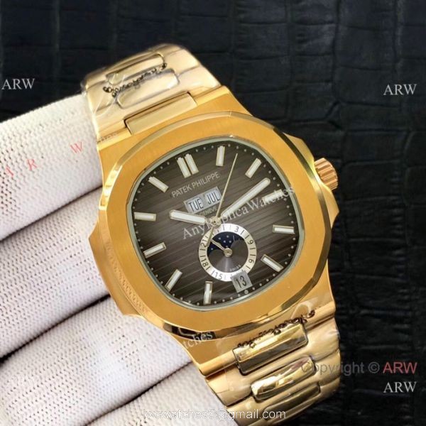 Top Grade Replica Patek Philippe Nautilus Annual Calendar 39.5mm Watch Yellow Gold 2