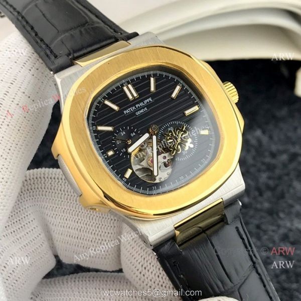 Patek Philippe Nautilus White Face with Tourbillon Gold Case Watch 2