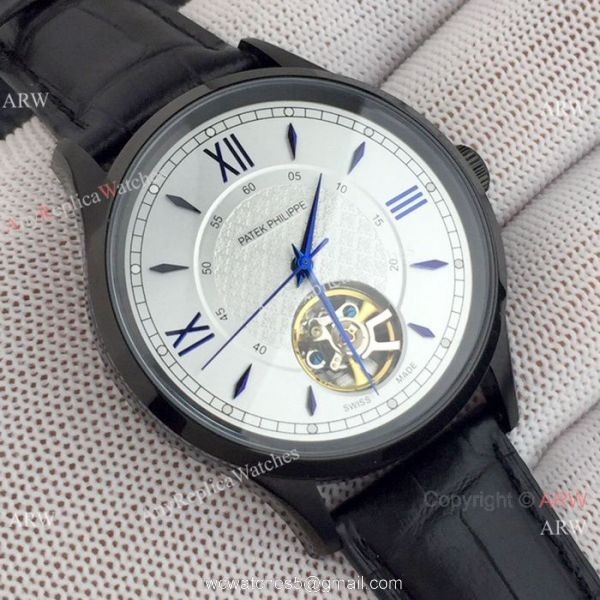 Copy Patek Philippe Tourbillon Men Watch Black Case Red Hand 2