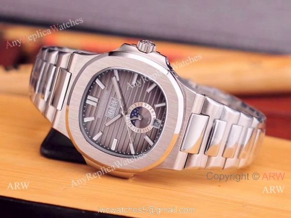 Fake Patek Philippe Nautilus Annual Calendar Man Watch Stainless Steel Blue Face 2