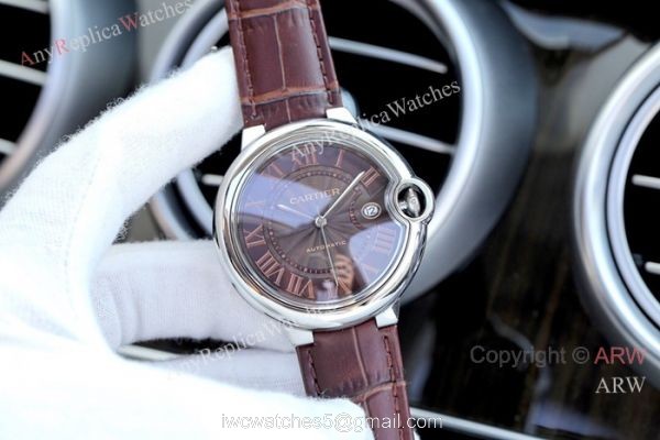 Fake Cartier Ballon Bleu Brown Dial 41mm Watches Swiss Quality 2