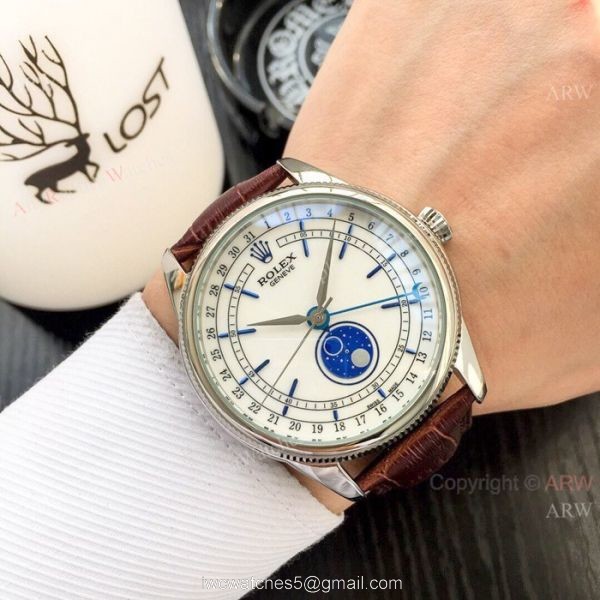 Rolex Geneve Cellini Moonphase SS Black Dial / New Baselworld Rolex Cellini Moonphase Replica Watch 2