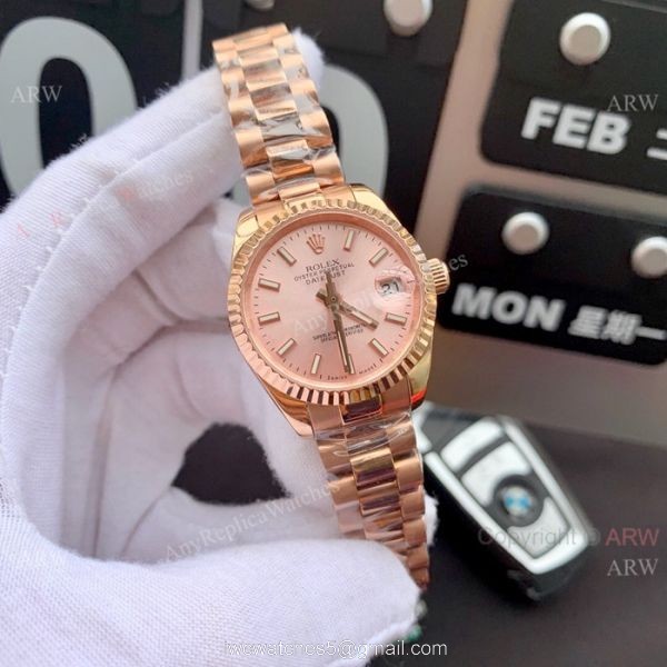 Swiss Replica Presidential Rolex Datejust 28mm Watch White MOP Dial Gold President 2