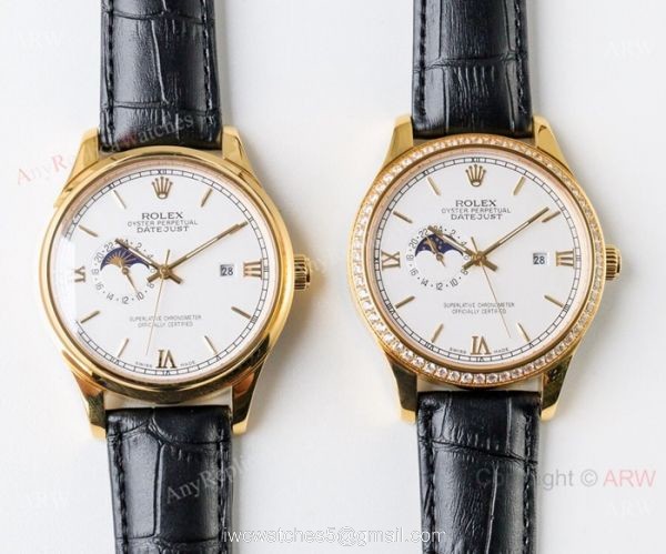 New Copy Rolex Datejust Moonphase Gold Watch Swiss 8217 Movement 2