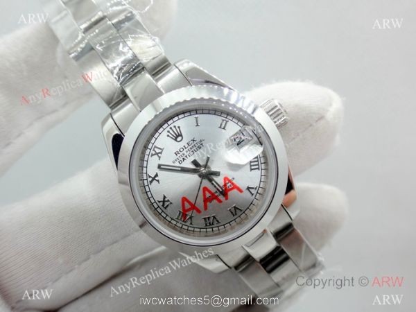 Copy Rolex Datejust Oystersteel Ladies Watch Silver Roman Dial 2