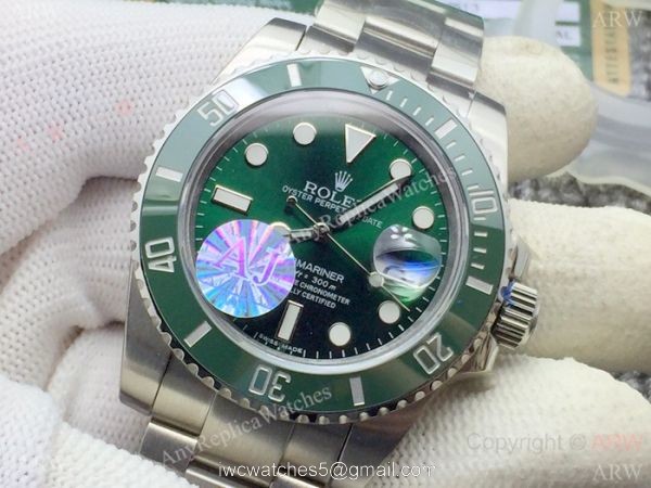 AJ Factory A7 Version Submariner Rolex Hulk Replica Watch Ss Green Ceramic 2