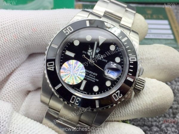 Replica Rolex Submariner Date AJ A7 Stainless Steel Black Dial Swiss 2836 Watch 2
