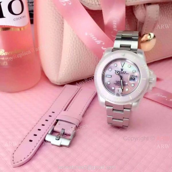 Replica Pink Rolex Submariner Stainless Steel Pink MOP dial Watch 2